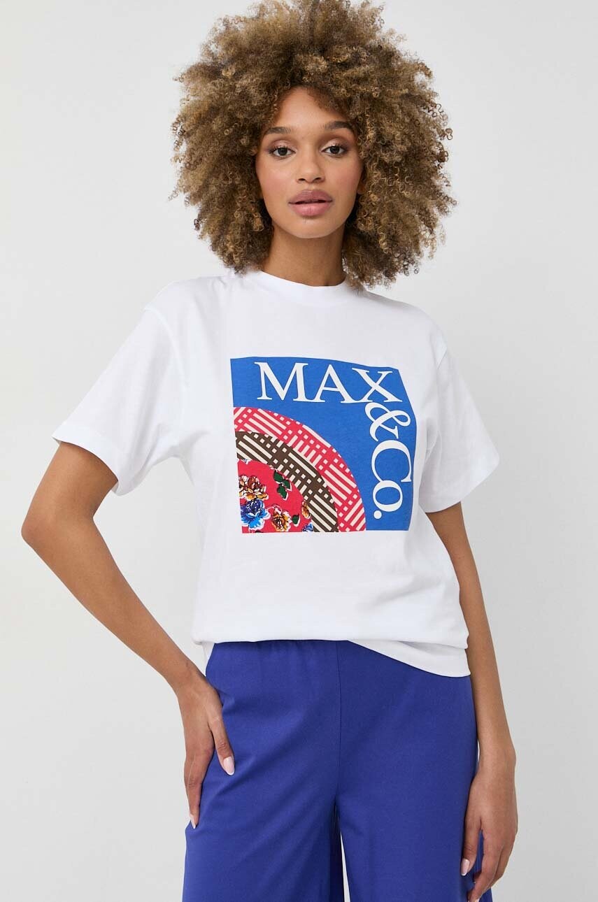 

Хлопковая футболка MAX&Co. цвет белый