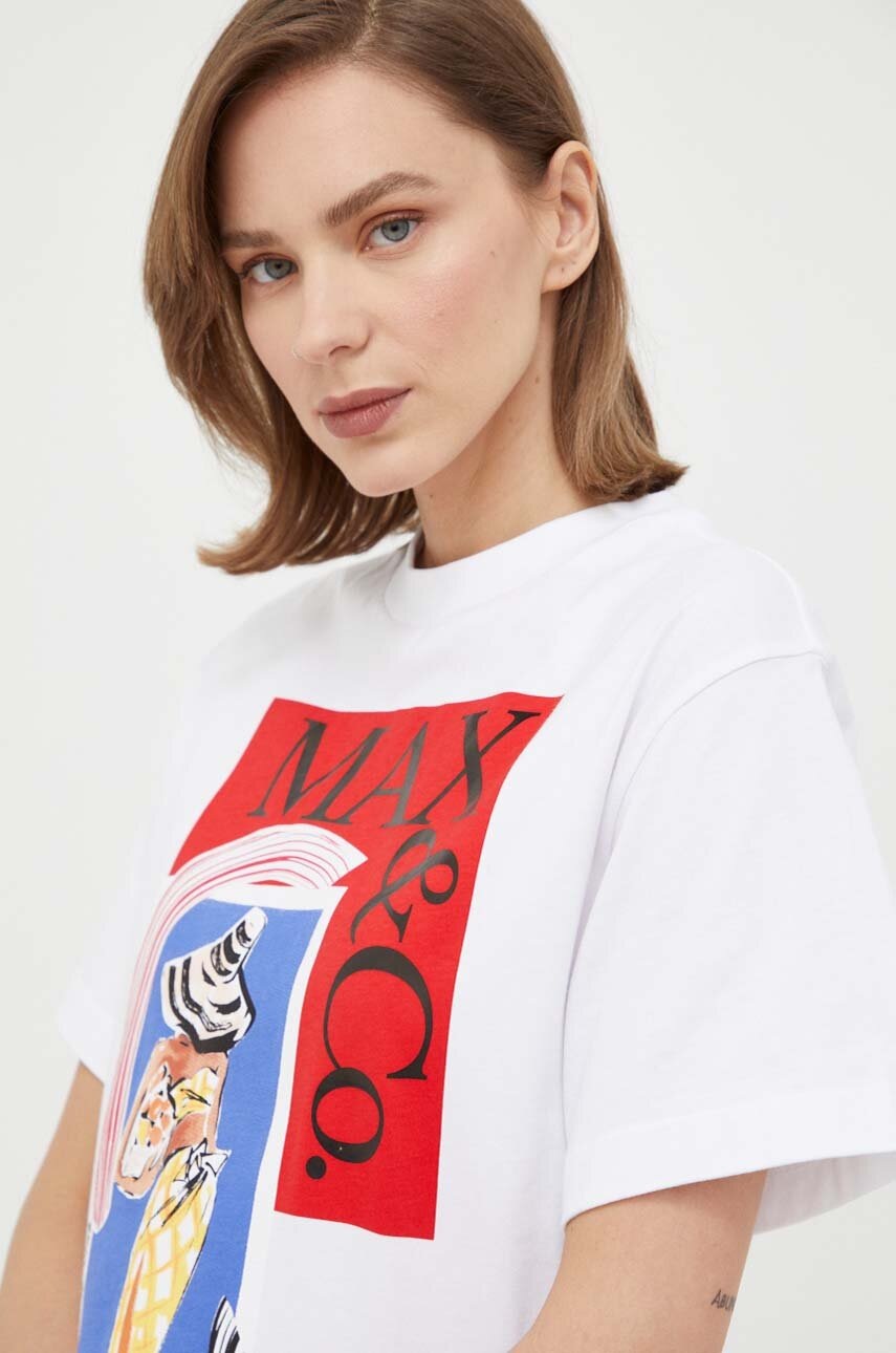 

Хлопковая футболка MAX&Co. цвет белый
