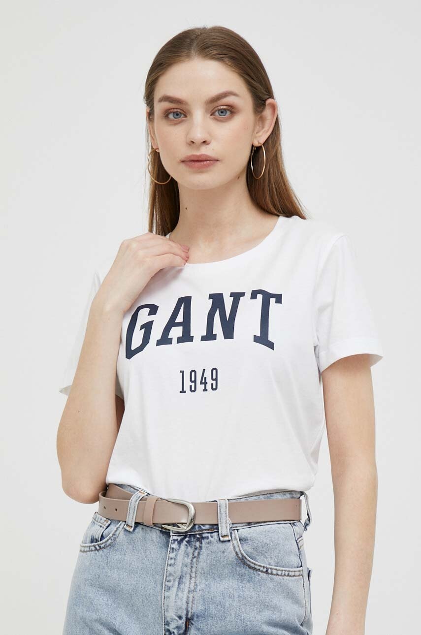 

Хлопковая футболка Gant цвет белый