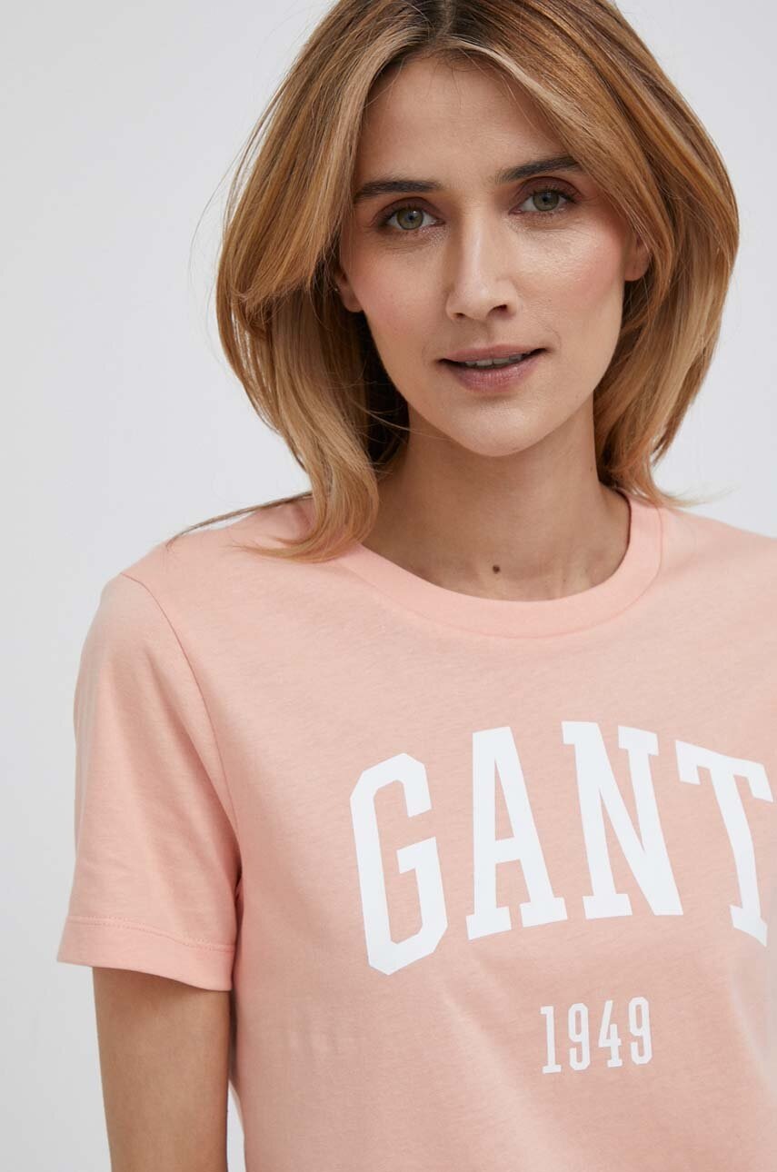 

Памучна тениска Gant в оранжево, Оранжев