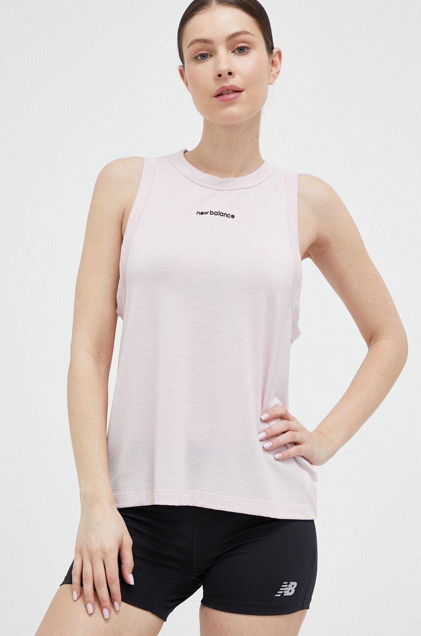 Tréninkový top New Balance Achiever růžová barva - růžová -  85 % Recyklovaný polyester