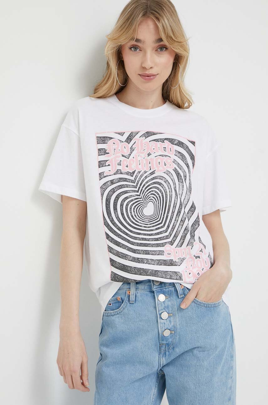 

Памучна тениска Hollister Co. в бяло, Бял