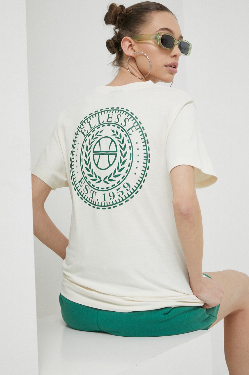 

Хлопковая футболка Ellesse цвет бежевый