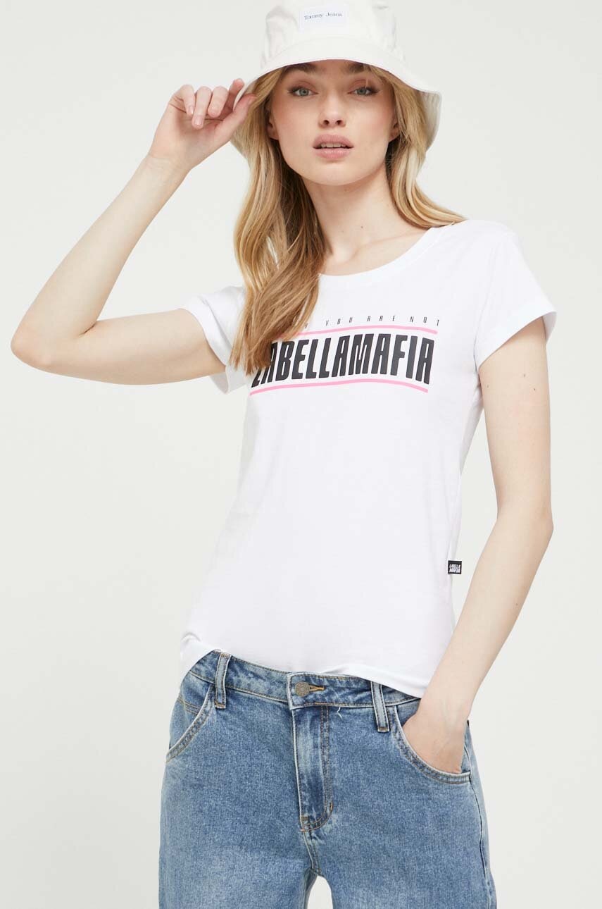 LaBellaMafia tricou din bumbac culoarea alb