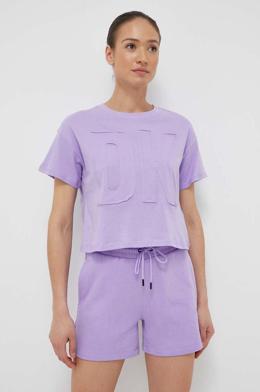 

Хлопковая футболка Dkny цвет фиолетовый
