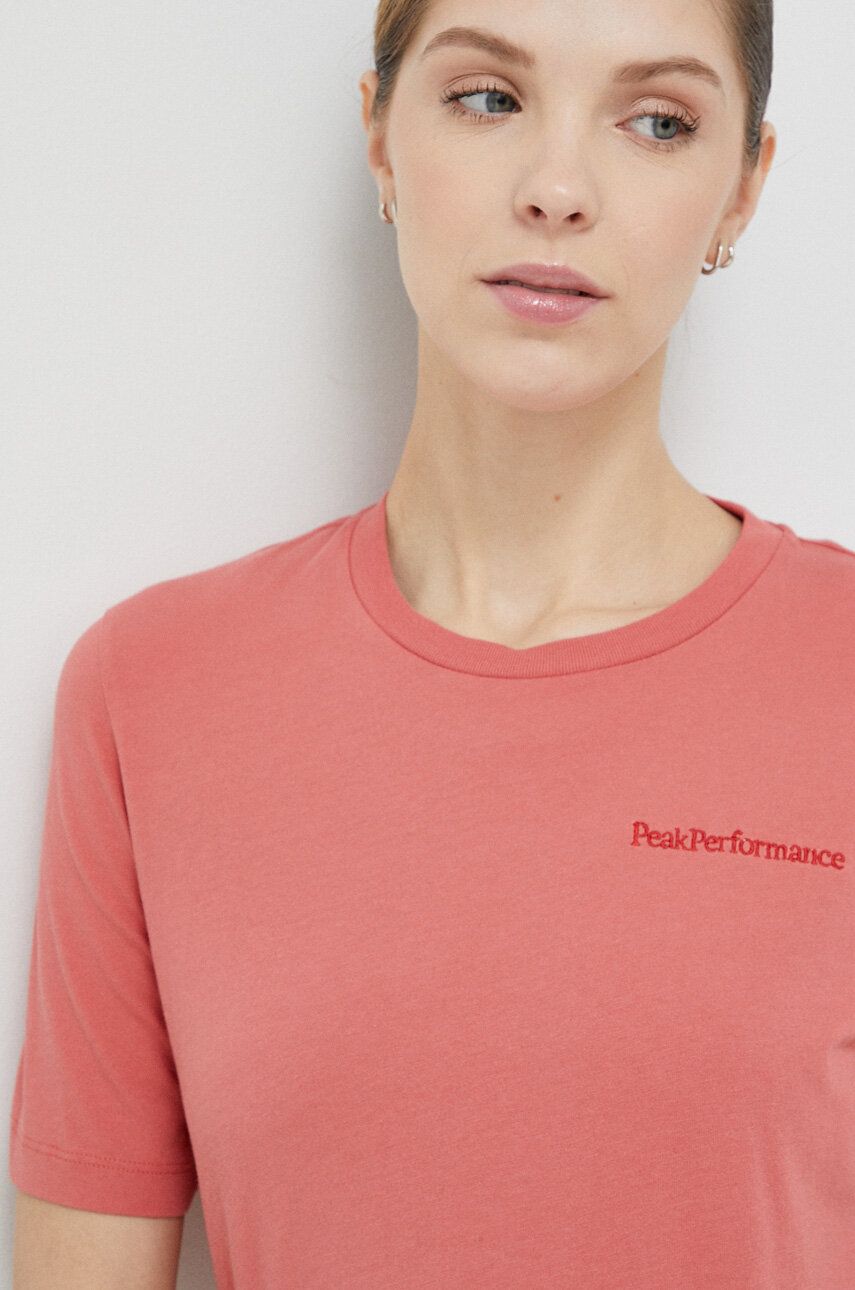 Bavlněné tričko Peak Performance růžová barva - růžová -  100 % Bavlna