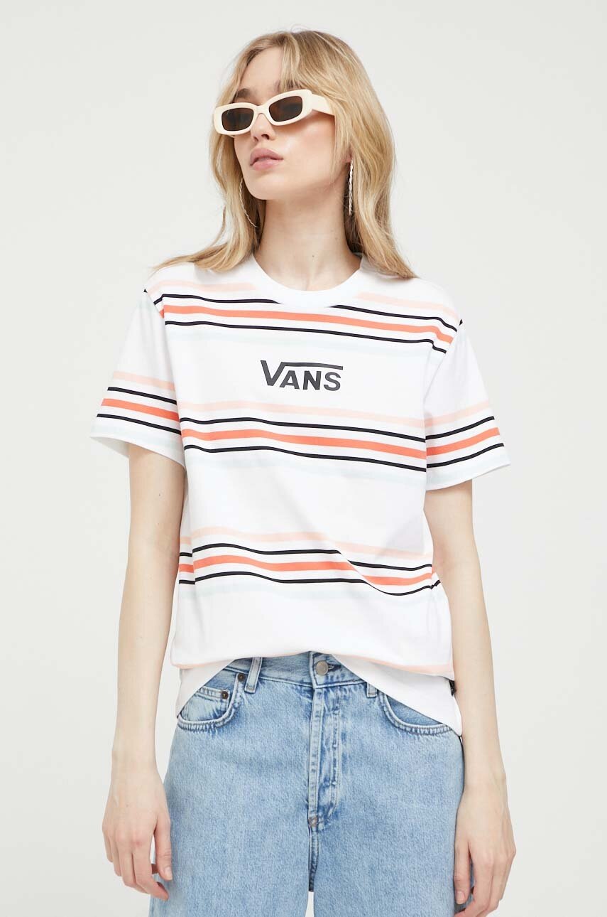 

Памучна тениска Vans в бяло, Бял