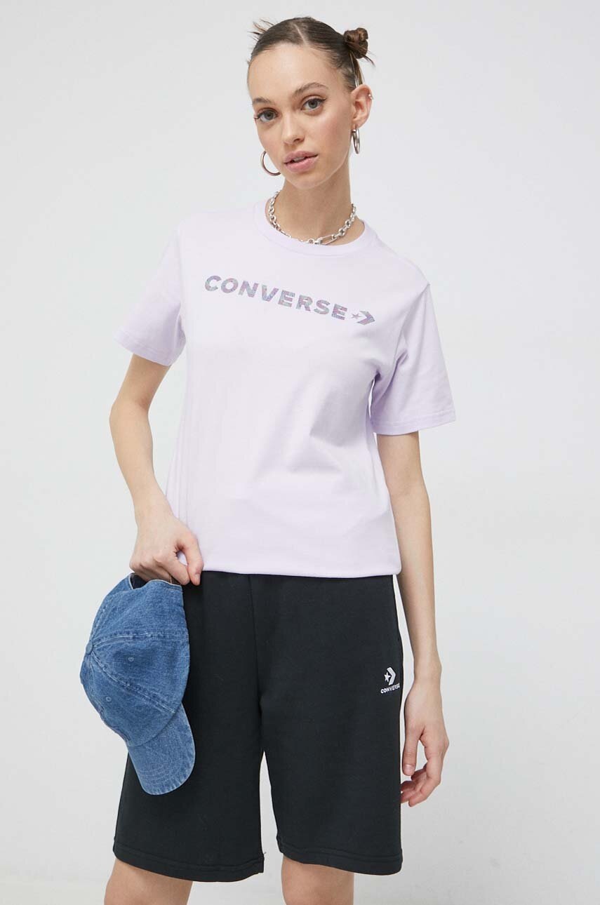 Converse Tricou Din Bumbac Culoarea Violet