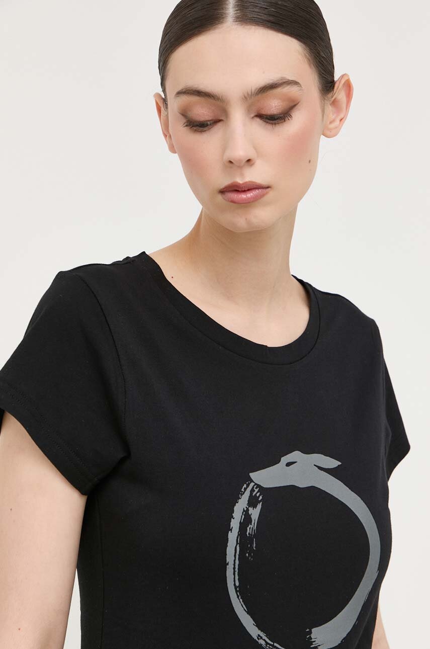 

Памучна тениска Trussardi в черно, Черен