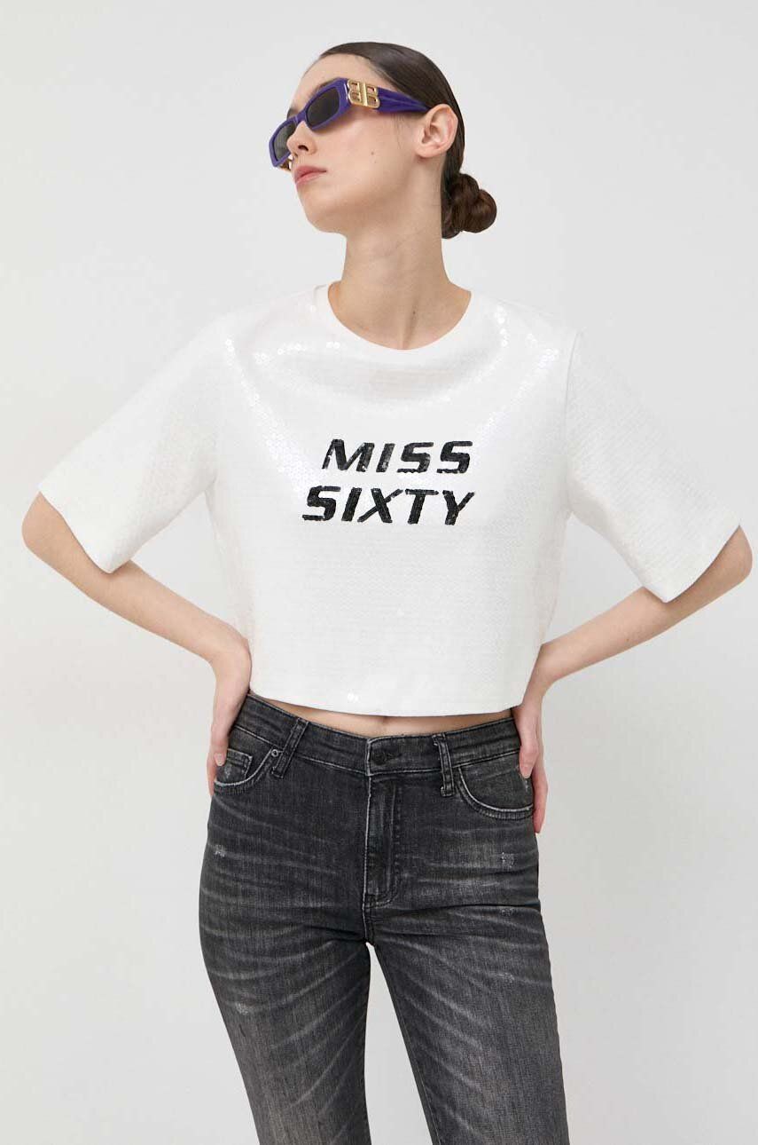 Miss Sixty tricou femei, culoarea alb