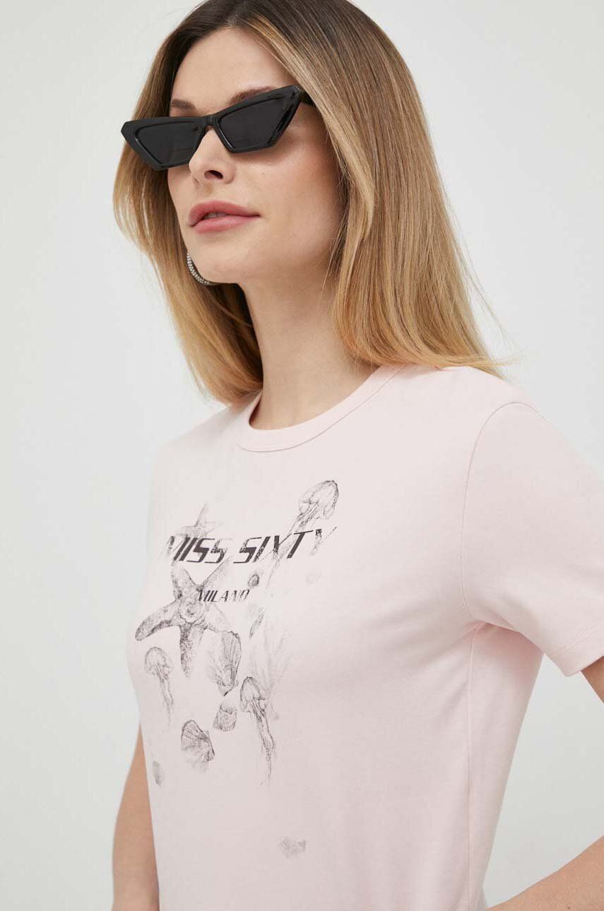 Tričko Miss Sixty růžová barva - růžová -  93 % Bavlna
