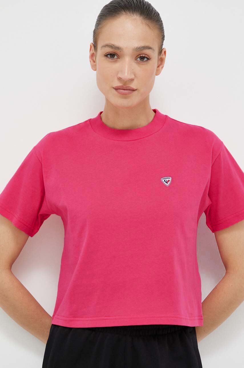 Bavlněné tričko Rossignol růžová barva - růžová -  100 % Bavlna