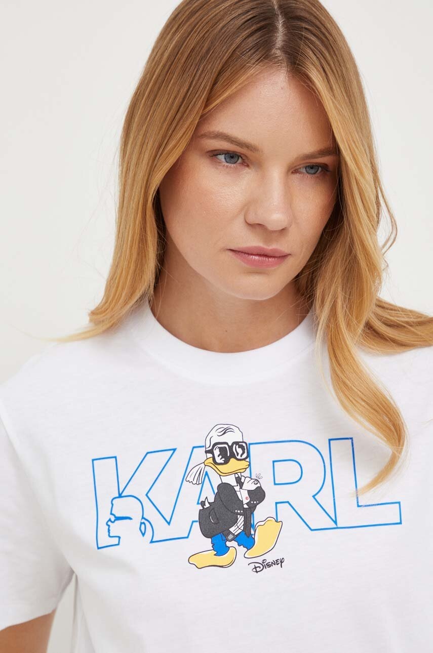 Karl Lagerfeld tricou din bumbac x Disney culoarea alb