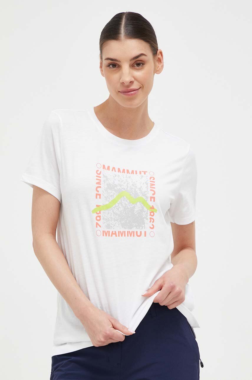 Sportovní tričko Mammut Core bílá barva - bílá -  50 % Organická bavlna