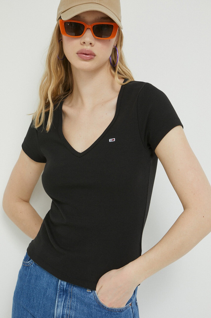 

Тениска Tommy Jeans в черно, Черен