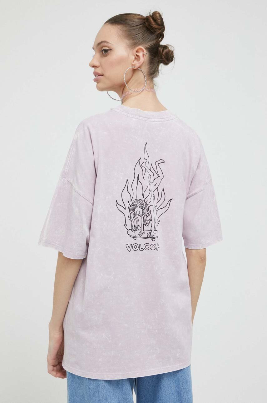 

Хлопковая футболка Volcom цвет фиолетовый