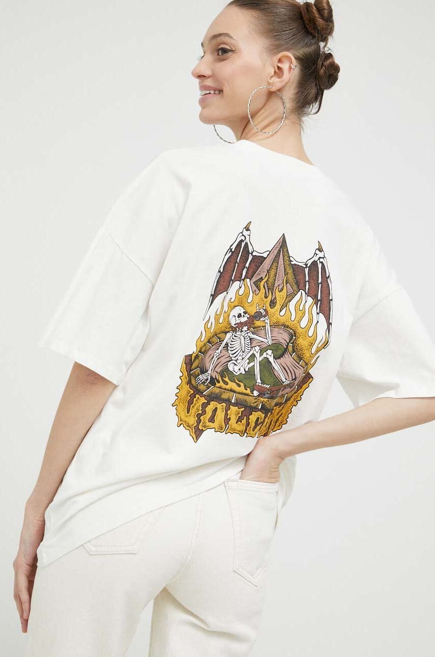 

Памучна тениска Volcom в бяло, Бял