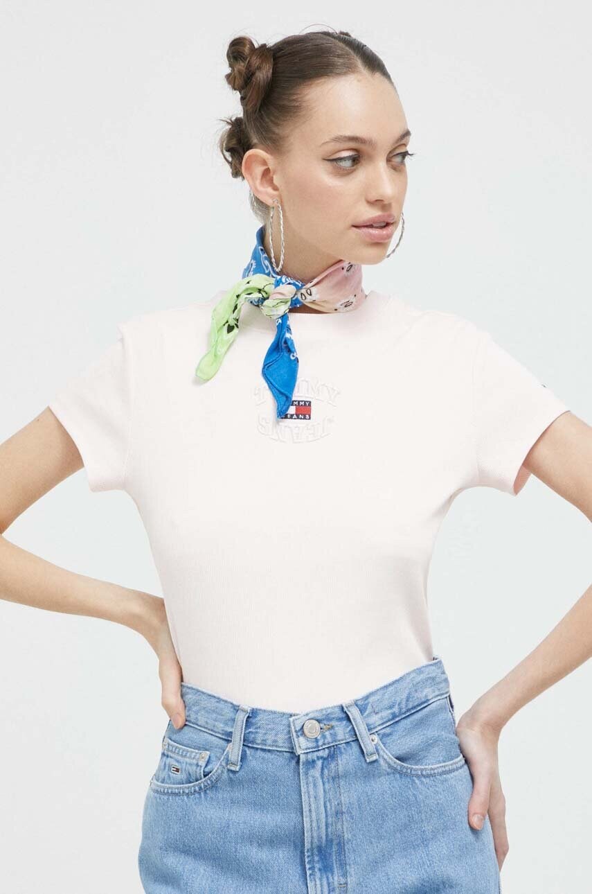 

Футболка Tommy Jeans женский цвет розовый