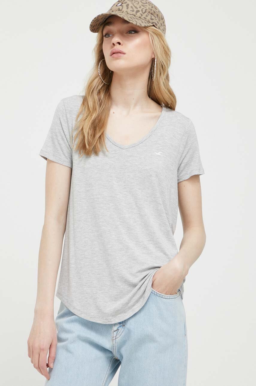 

Тениска Hollister Co. в сиво, Сив