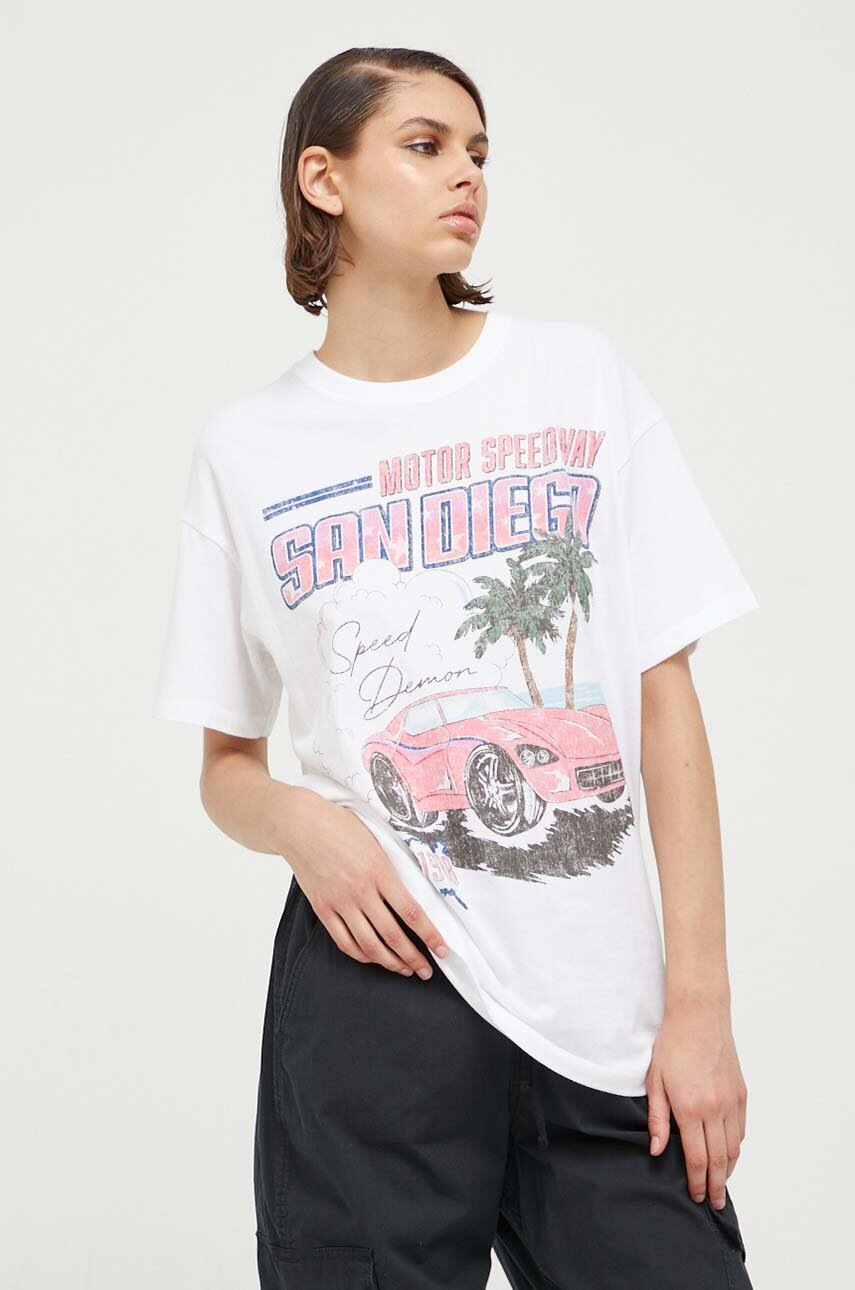 

Памучна тениска Hollister Co. в бежово, Бежов
