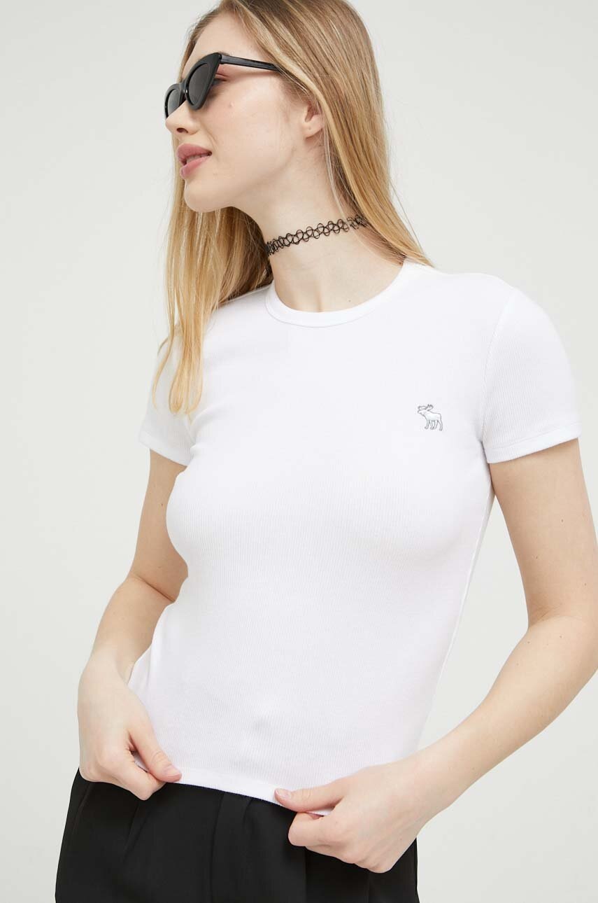 

Тениска Abercrombie & Fitch в бяло, Бял