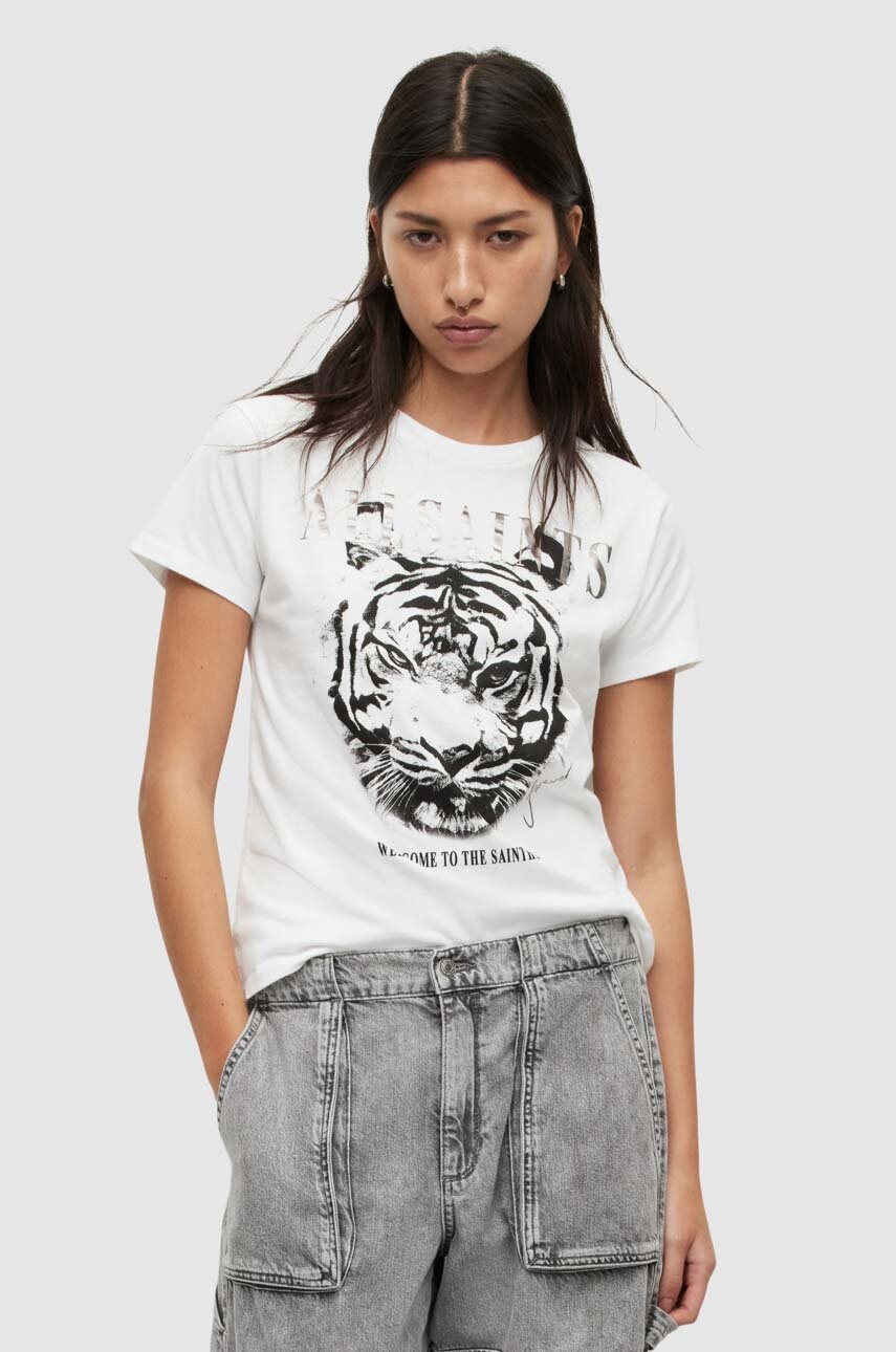 

Хлопковая футболка AllSaints цвет белый