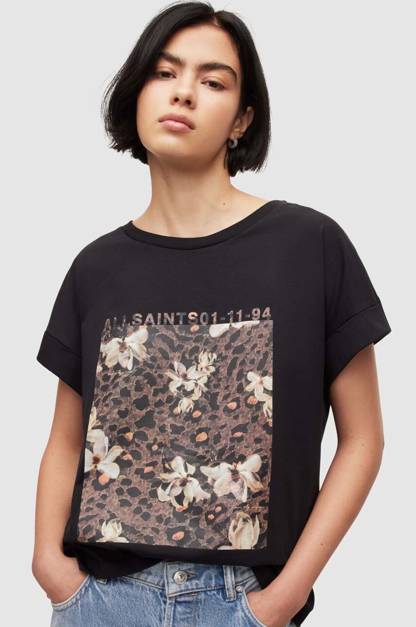 

Бавовняна футболка AllSaints колір чорний