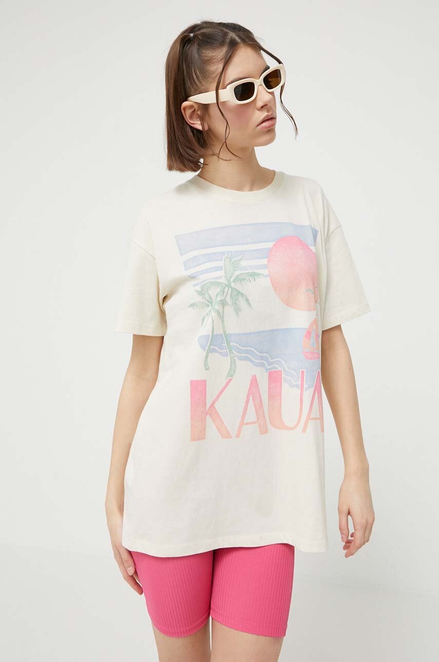 

Памучна тениска Hollister Co. в бежово, Бежов