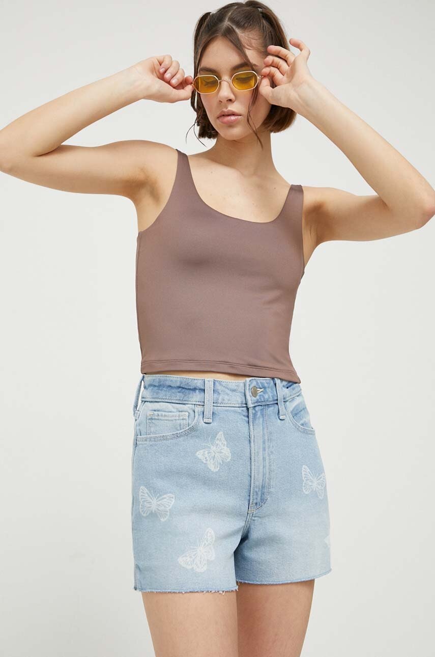 Abercrombie & Fitch top femei, culoarea maro