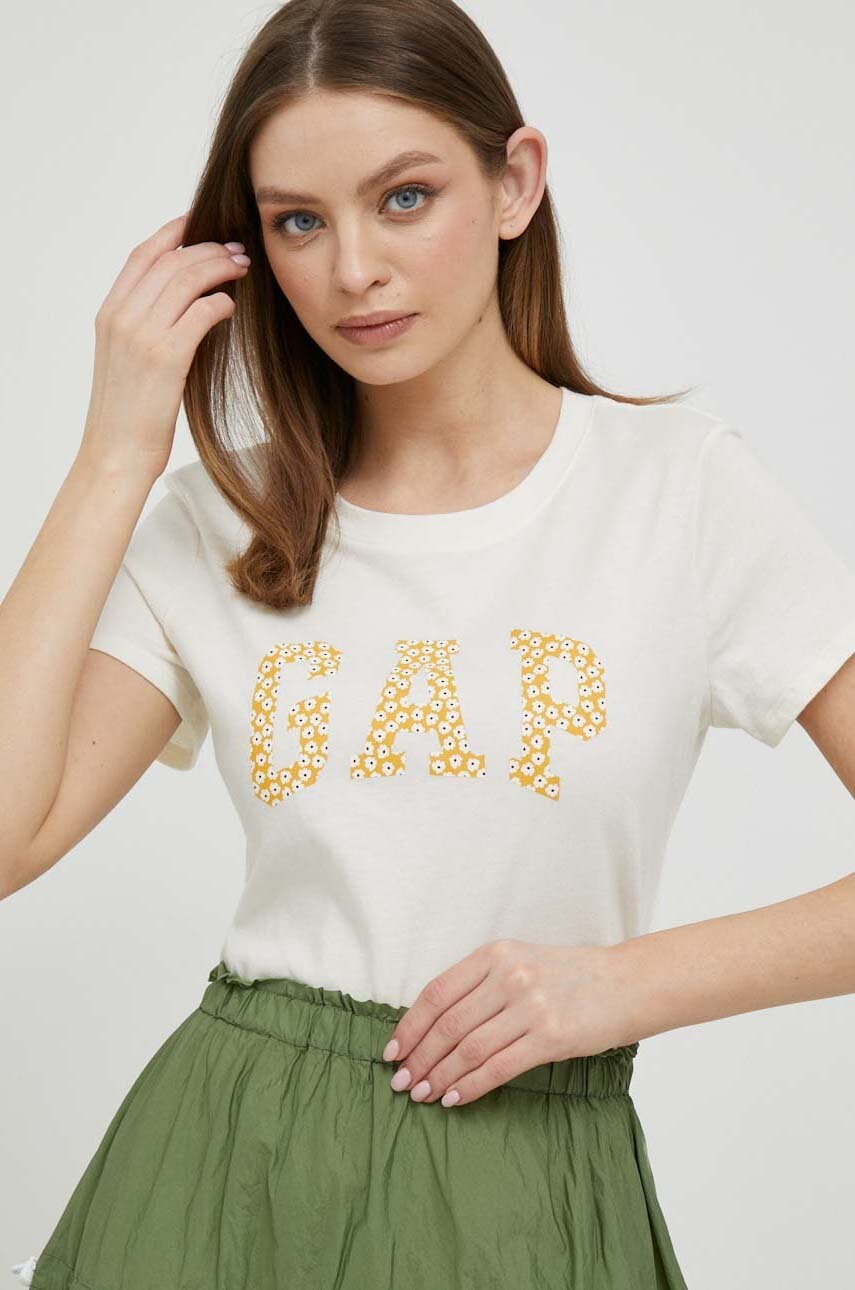 

Памучна тениска GAP в бежово, Бежов