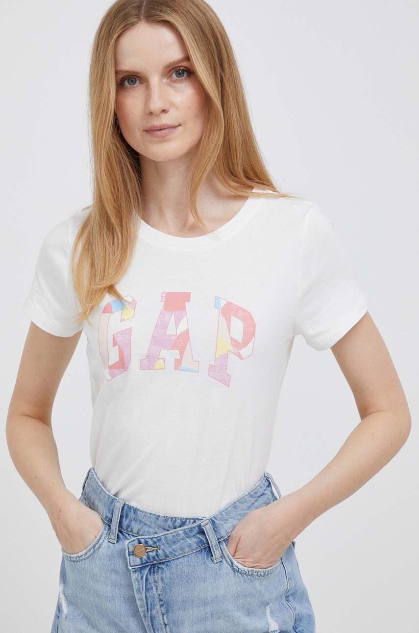 

Памучна тениска GAP в бяло, Бял