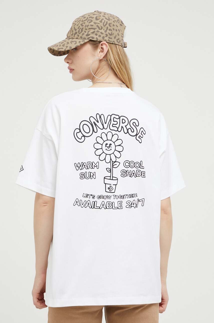 

Памучна тениска Converse в бяло, Бял
