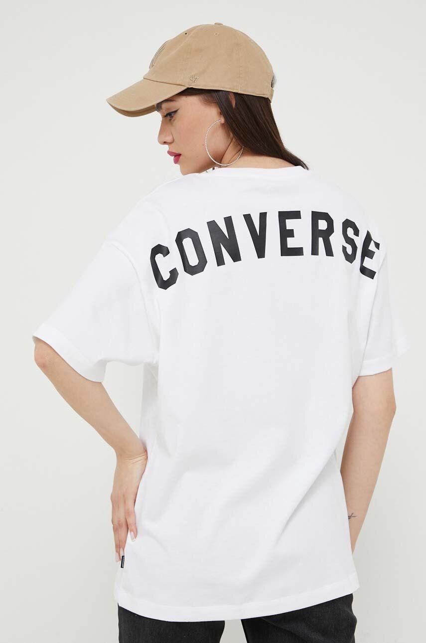 

Памучна тениска Converse в бяло, Бял