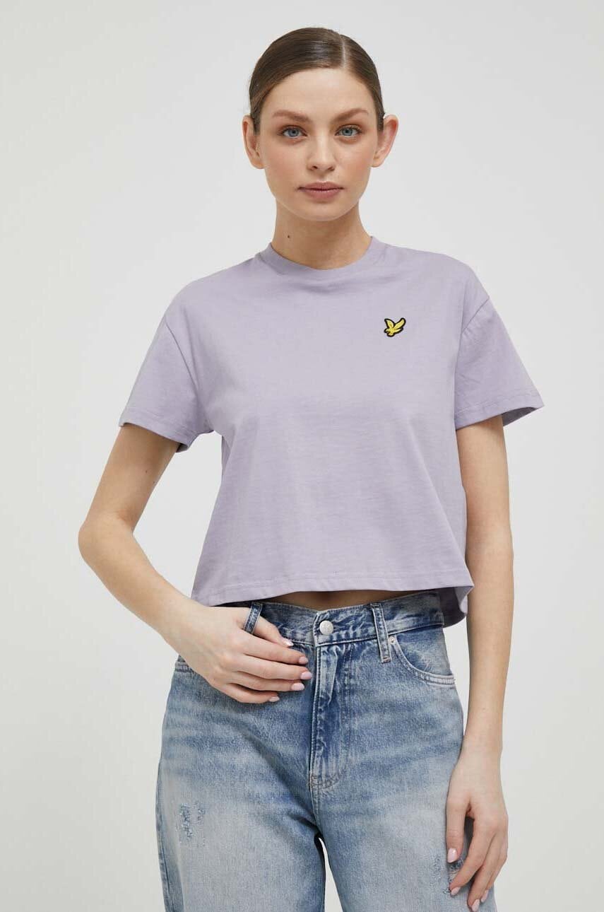 Bavlněné tričko Lyle & Scott fialová barva