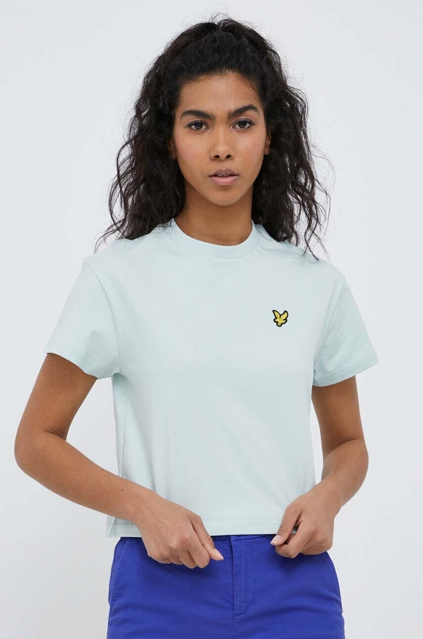 

Бавовняна футболка Lyle & Scott колір бірюзовий