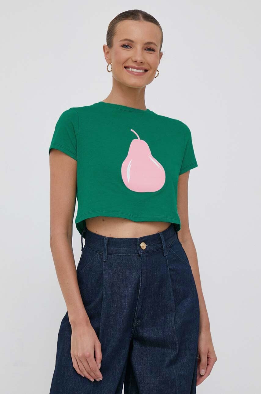 

Хлопковая футболка United Colors of Benetton цвет зелёный