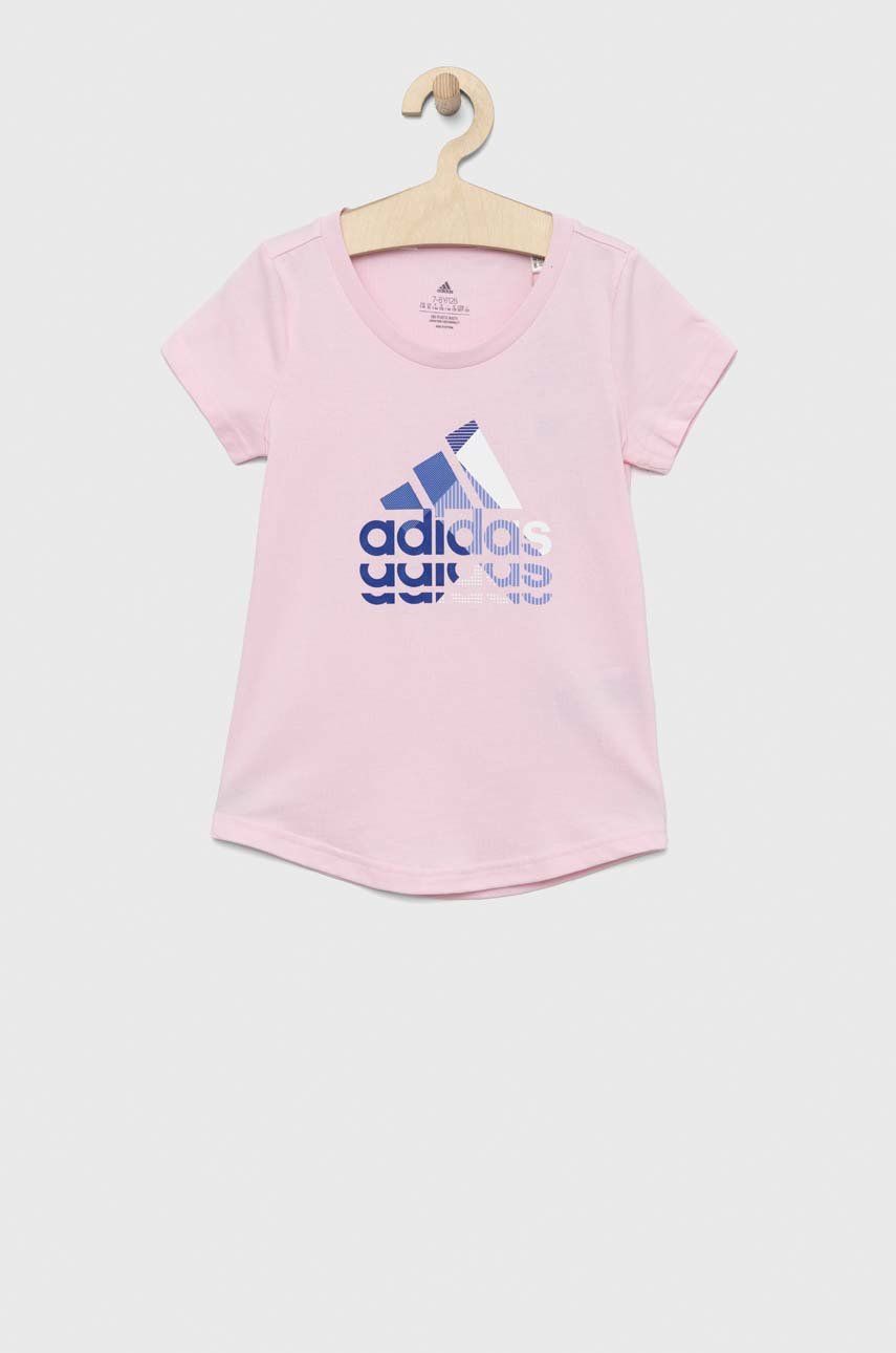Adidas tricou de bumbac pentru copii culoarea roz