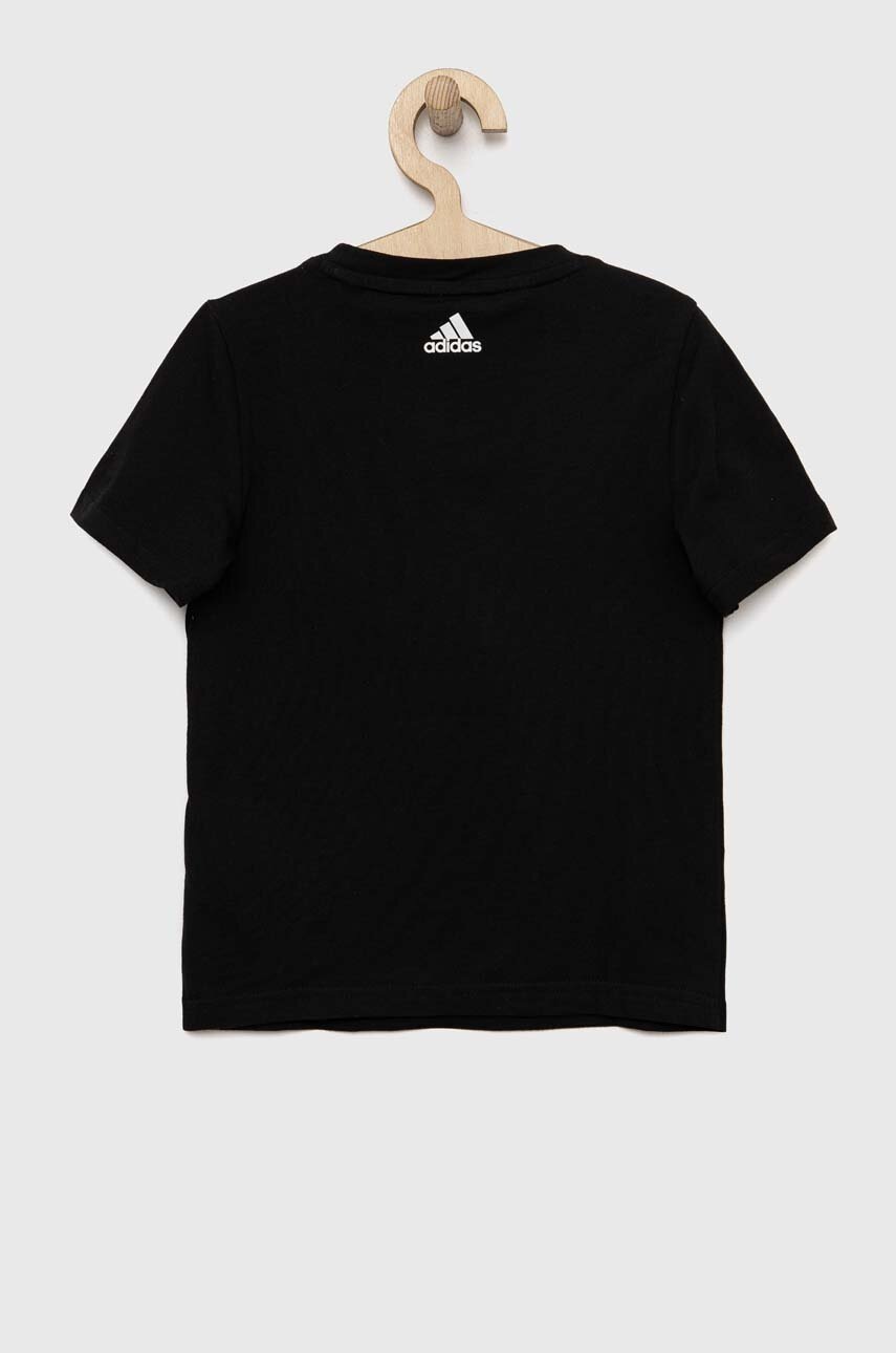 Дитяча бавовняна футболка adidas G LIN колір чорний Дитяча бавовняна футболка adidas G LIN колір чорний