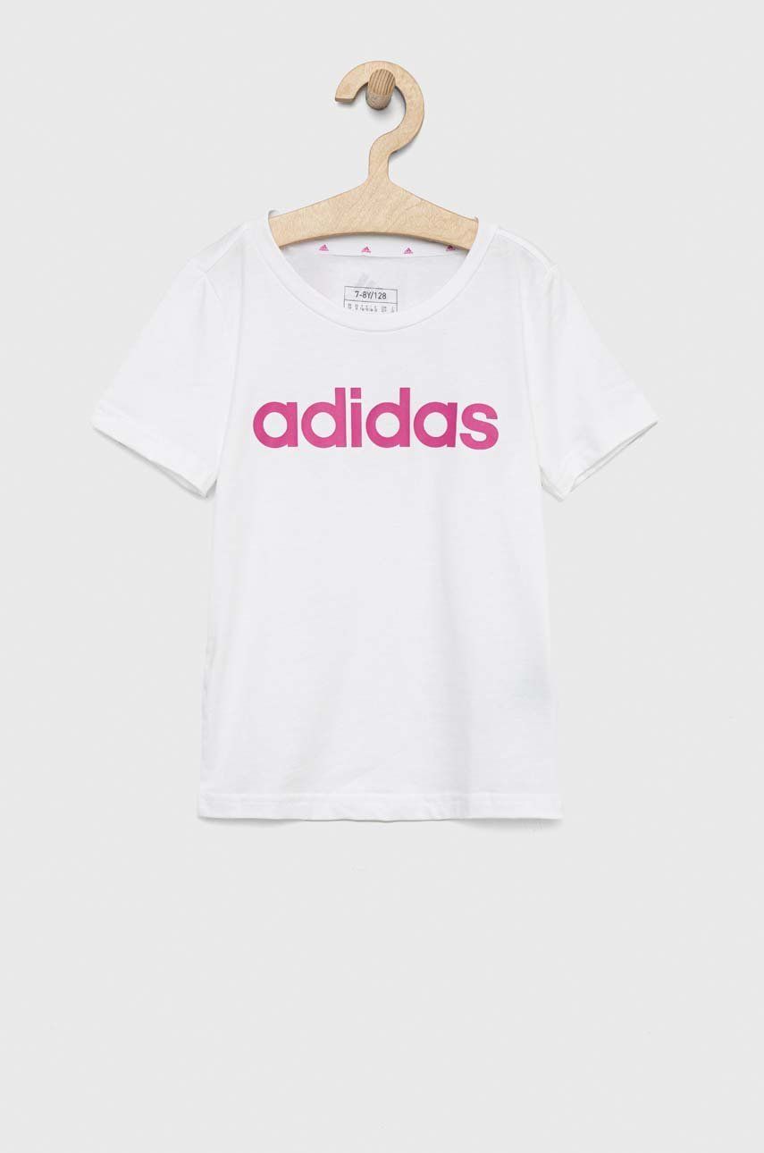 Adidas tricou de bumbac pentru copii G LIN culoarea alb