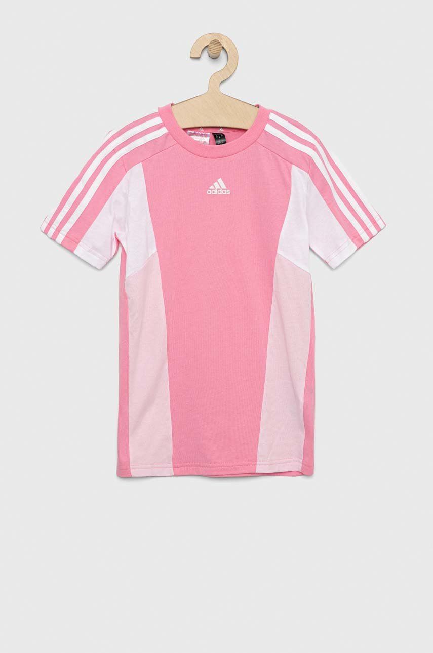 Adidas tricou de bumbac pentru copii LK CB CO TEE culoarea roz