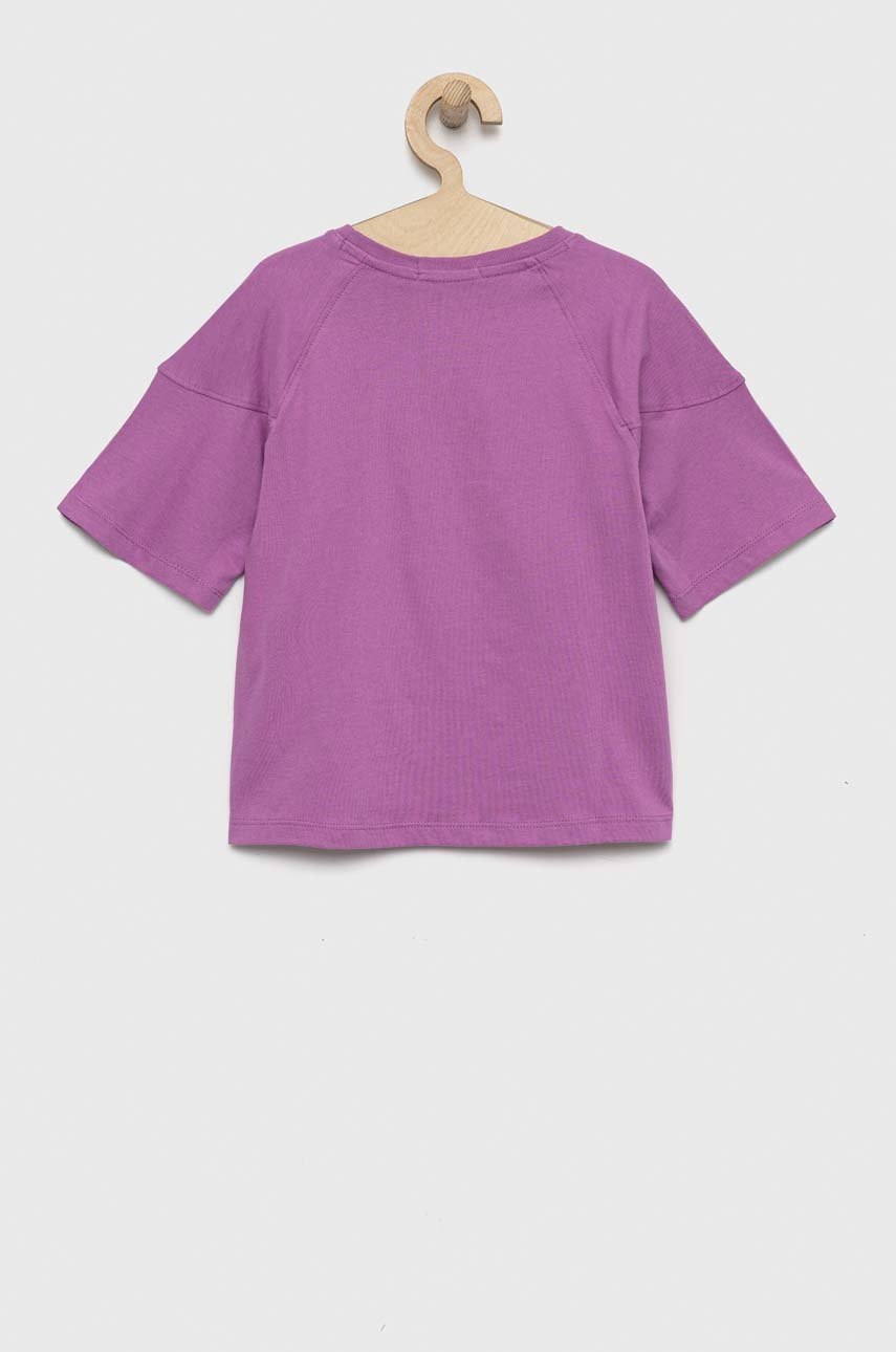 Детская хлопковая футболка Calvin Klein Jeans цвет фиолетовый