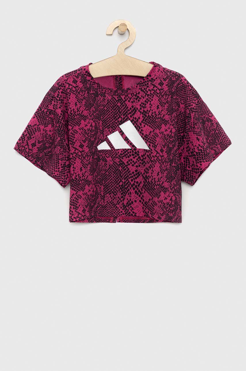 Dětské tričko adidas G TI AOP TEE růžová barva - růžová -  88 % Recyklovaný polyester