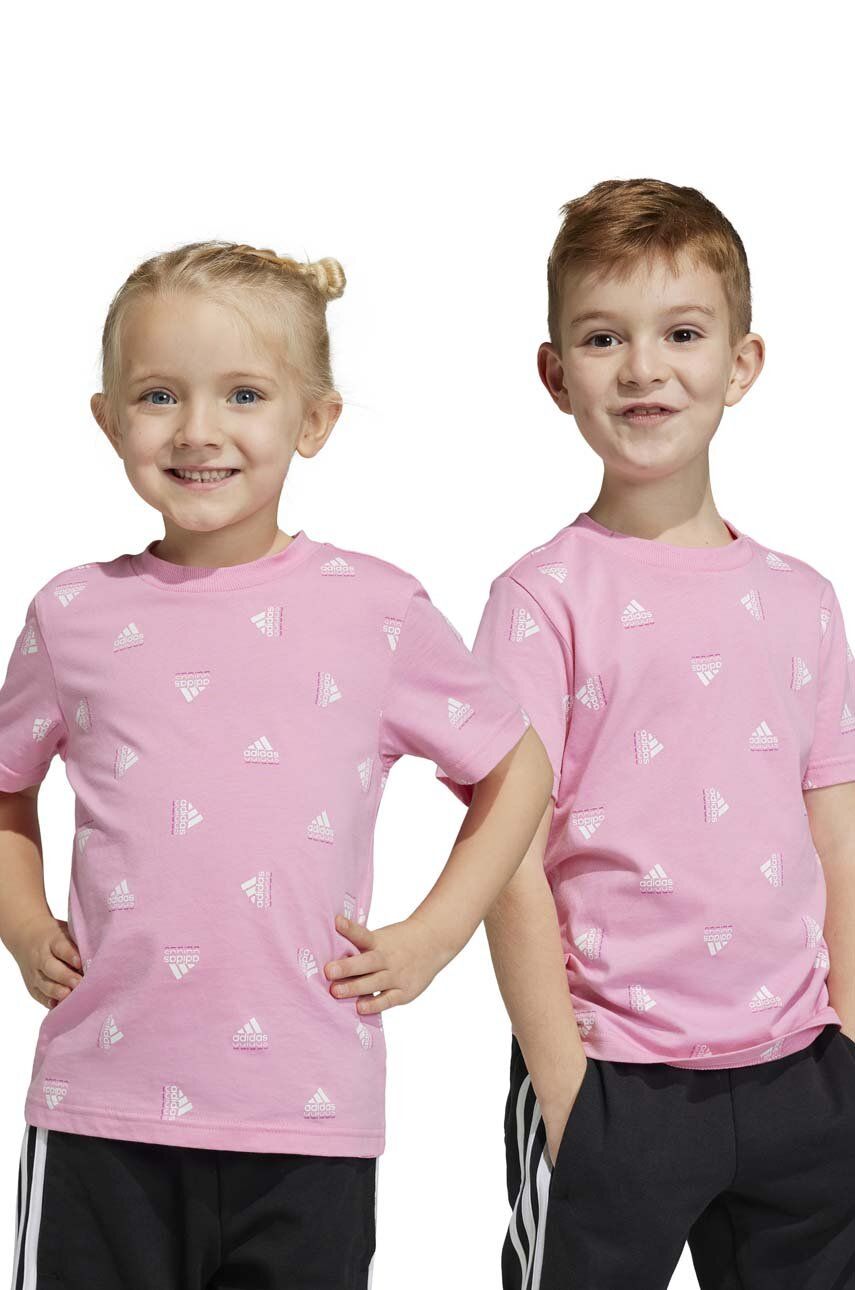 Adidas tricou de bumbac pentru copii LK BLUV CO culoarea roz