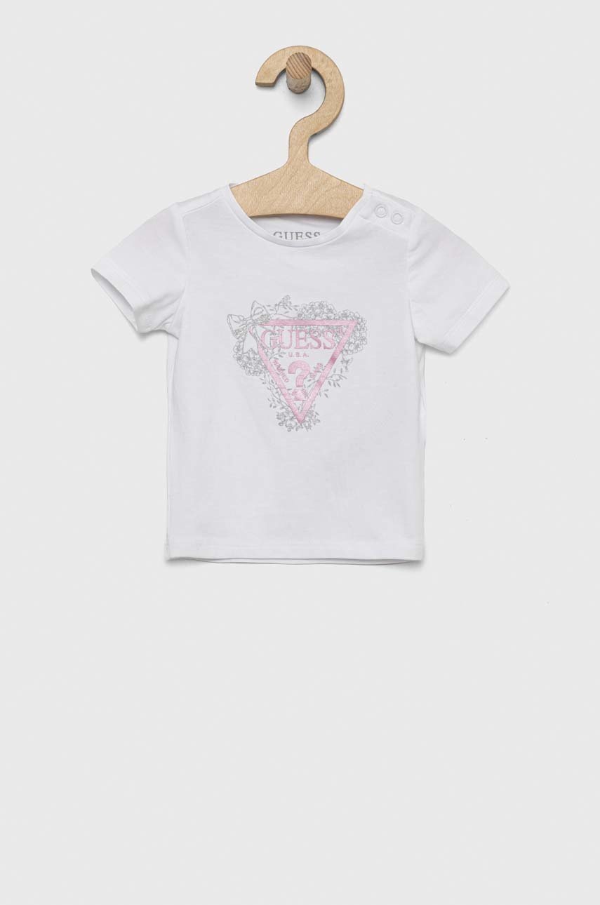 

Бебешка тениска Guess в бяло, Бял