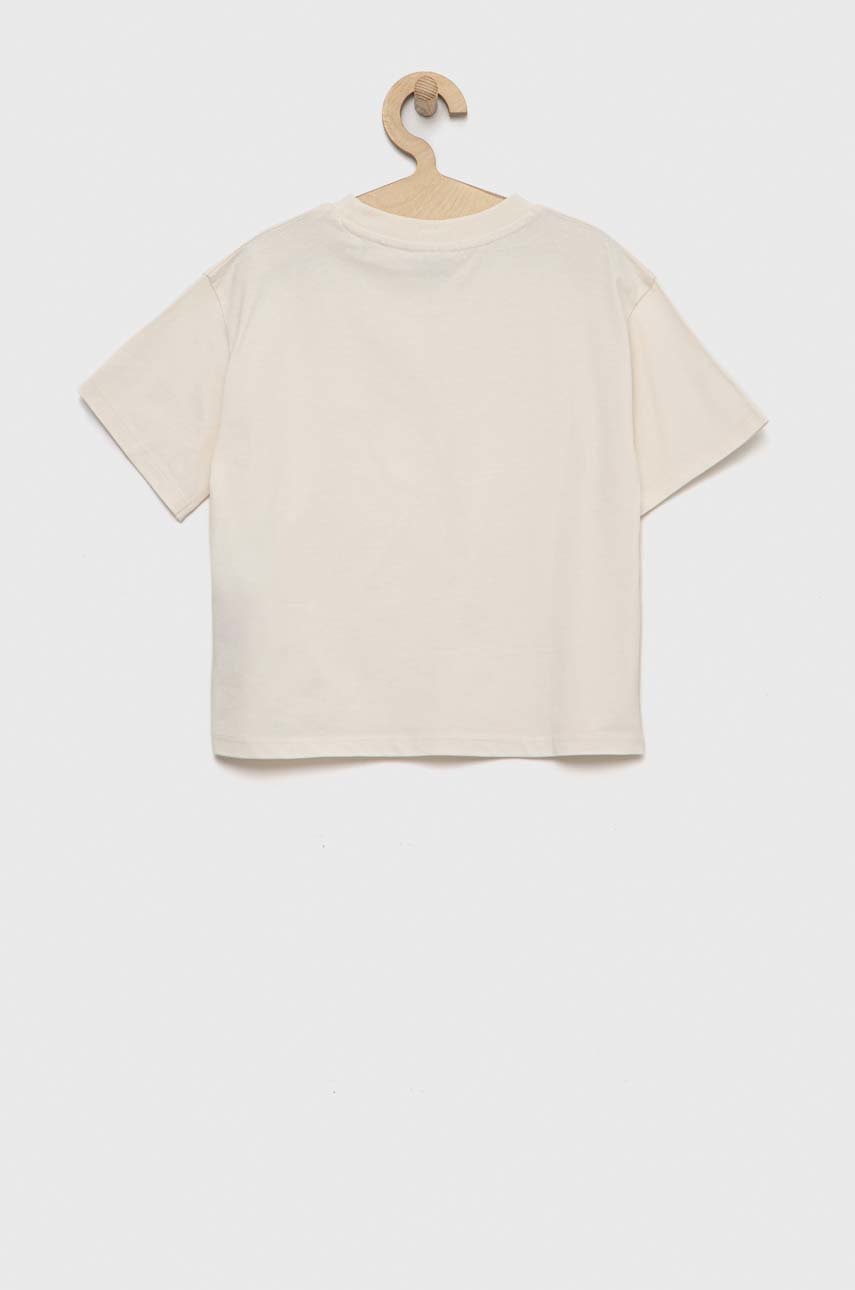 Детская хлопковая футболка Guess цвет бежевый Детская хлопковая футболка Guess цвет бежевый