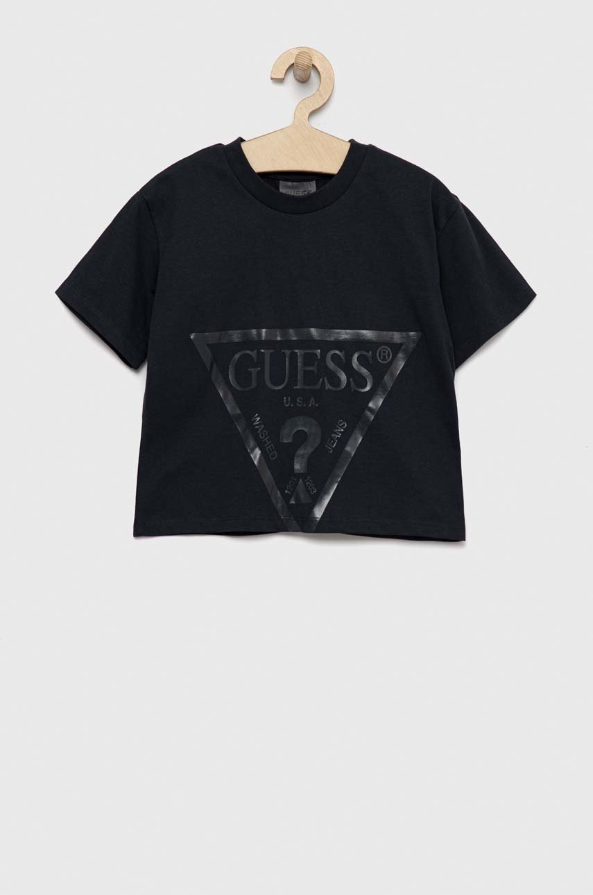 

Детская хлопковая футболка Guess цвет серый