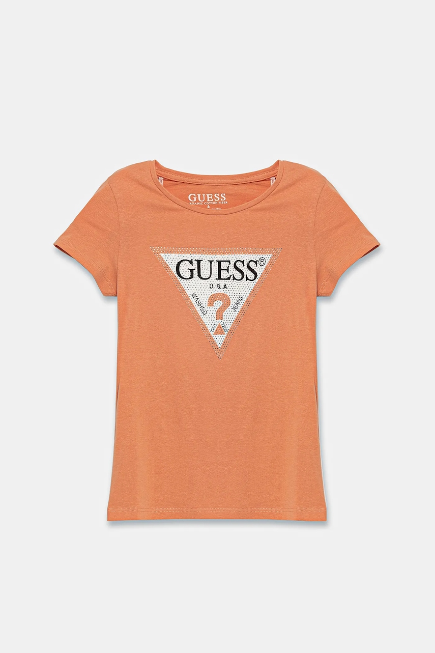Dětské tričko Guess oranžová barva