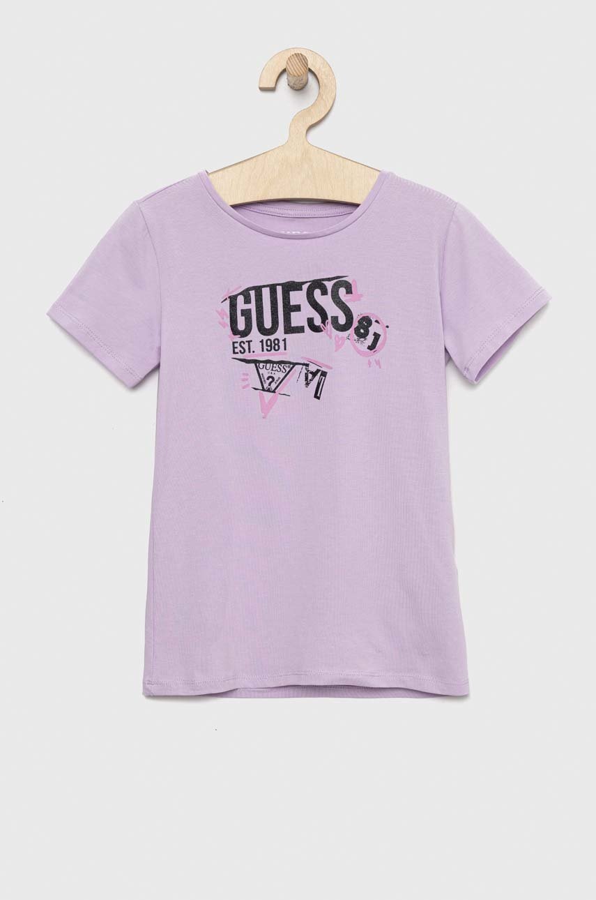 

Детска тениска Guess в лилаво, Виолетов