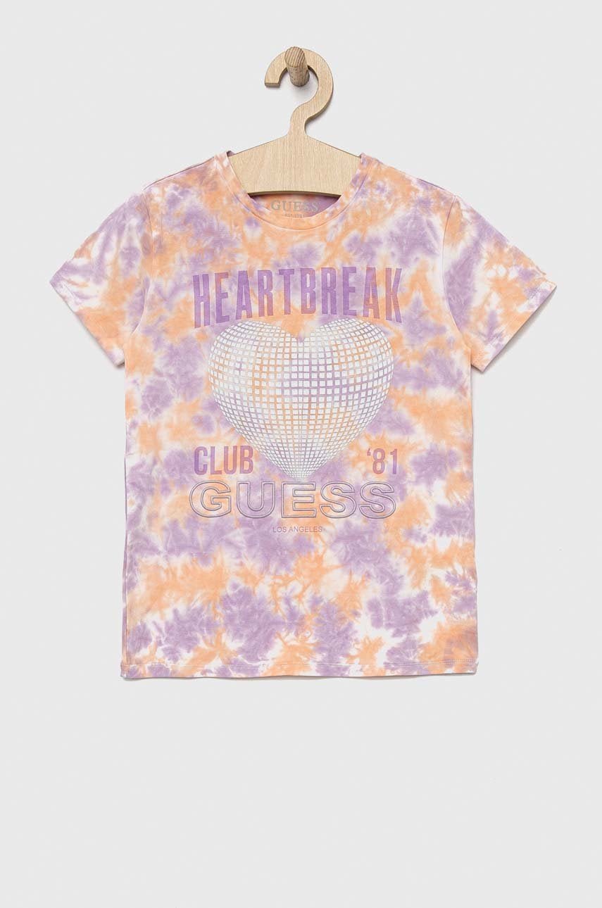Детская футболка Guess цвет фиолетовый Детская футболка Guess цвет фиолетовый