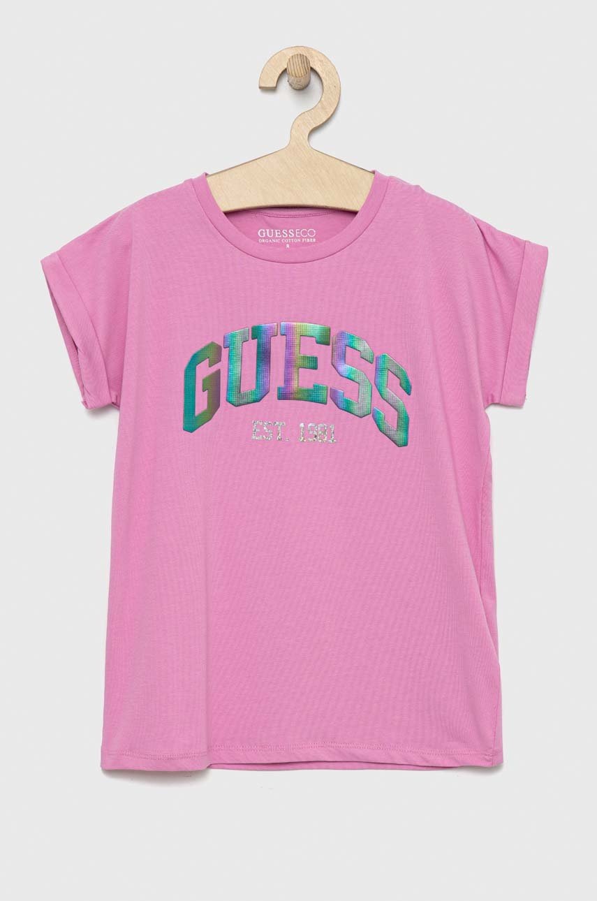

Детская футболка Guess цвет фиолетовый